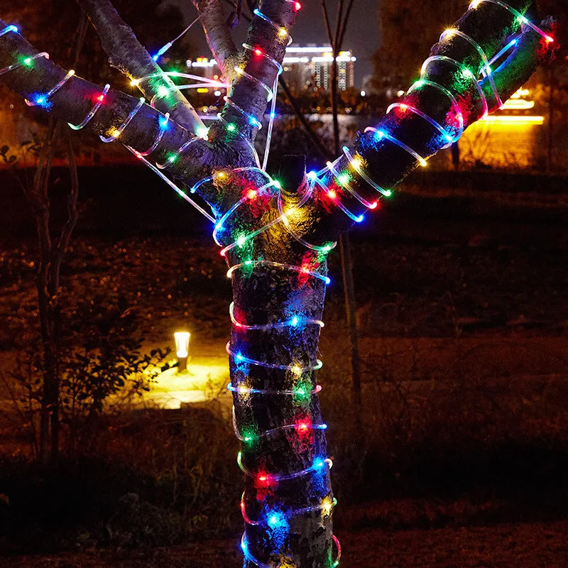 1 stück Solar-LED-Lichterkette 50LED Rohr Seil Lichterketten Mit 8 Modi Im Freien Wasserdichte Rohr Solar Zaun Lichter Für wohnkultur