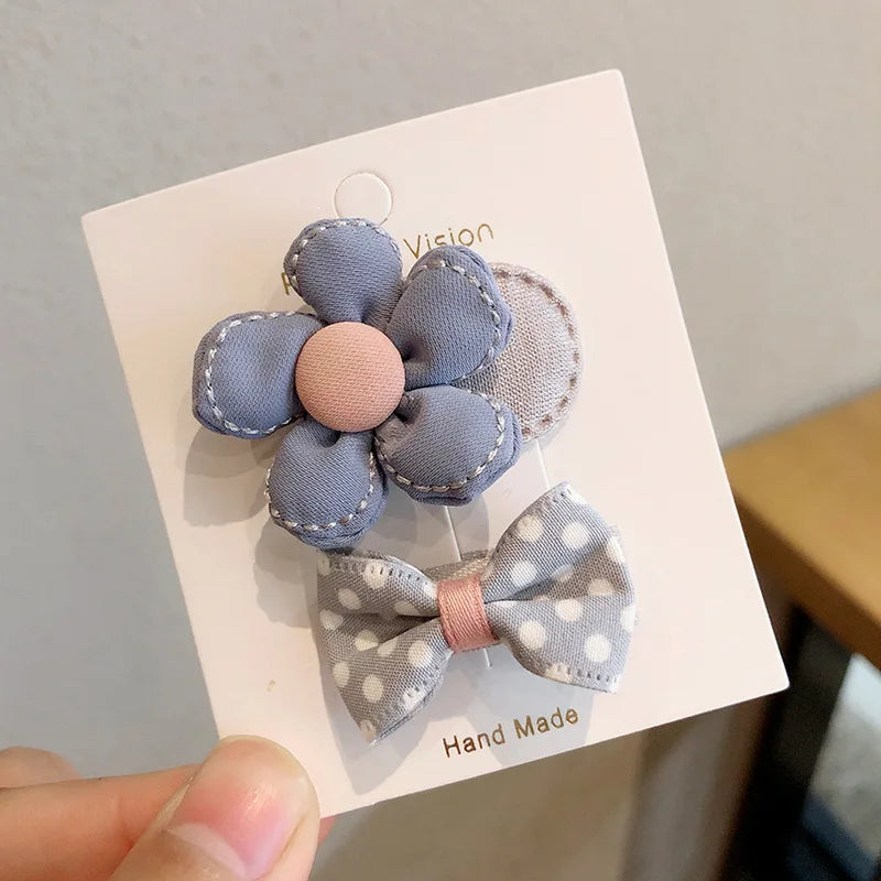 2pcs/lot Children Hair Pins Floral Embroidery Hair Clip Kids Hair Accessories Set Bb Clip Baby Hairgrip Toddlers Girls Barrettes