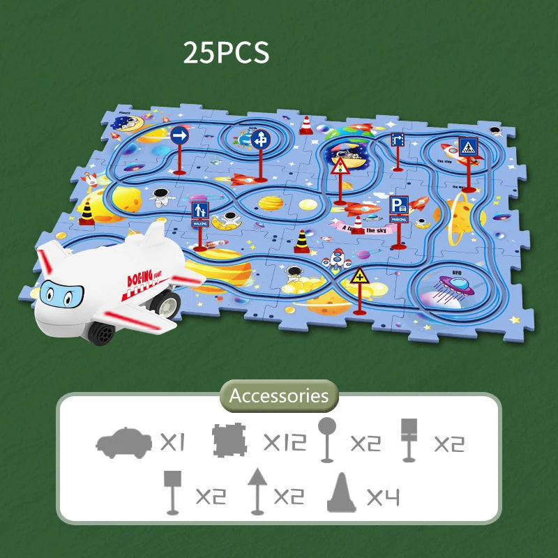 Puzzel Toy Set Rail Car DIY Assemble Jigsaw Flexible Railway Track Parent-child Interaction Toy Electric Car Puzzle Toys Gifts