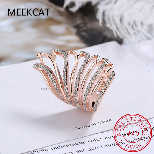 Hot Sale Authentic 925 Sterling Silver Feather Wings Adjustable Finger Ring for Women Sterling Silver Jewelry Gift SCR313