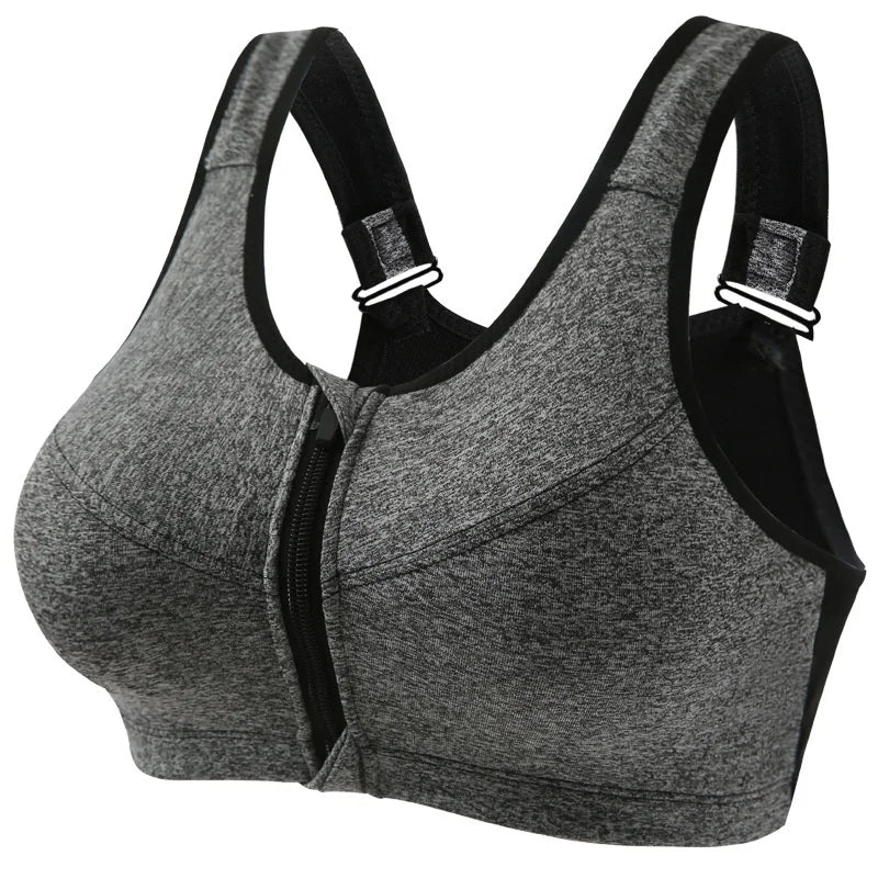 Sports For Women With High-Strength Shock-Absorbing Gathered Fitness Yoga Beauty Vest Without Steel Ring Front Zipper Sports Bra
