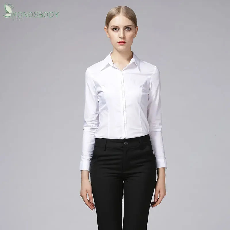 Fashion  clothes White Body Shirts Women Business Work Wear Bodysuits Female Rompers Office Lady Blouses and Tops Elegant Monos Mujer