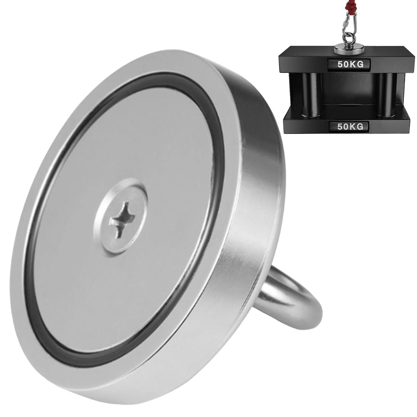 Starker Magnet mit Haken, rund, Neodym-Erdmagnet, Aufhängerhaken für Kühlschrank, Werkzeugkasten 