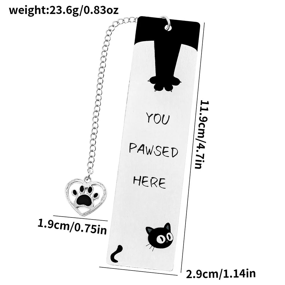 Cute Kitten Bookmark: "You Stop Here" - Stainless Steel Pendant - Perfect Gift for Cat Enthusiasts and Book Enthusiasts