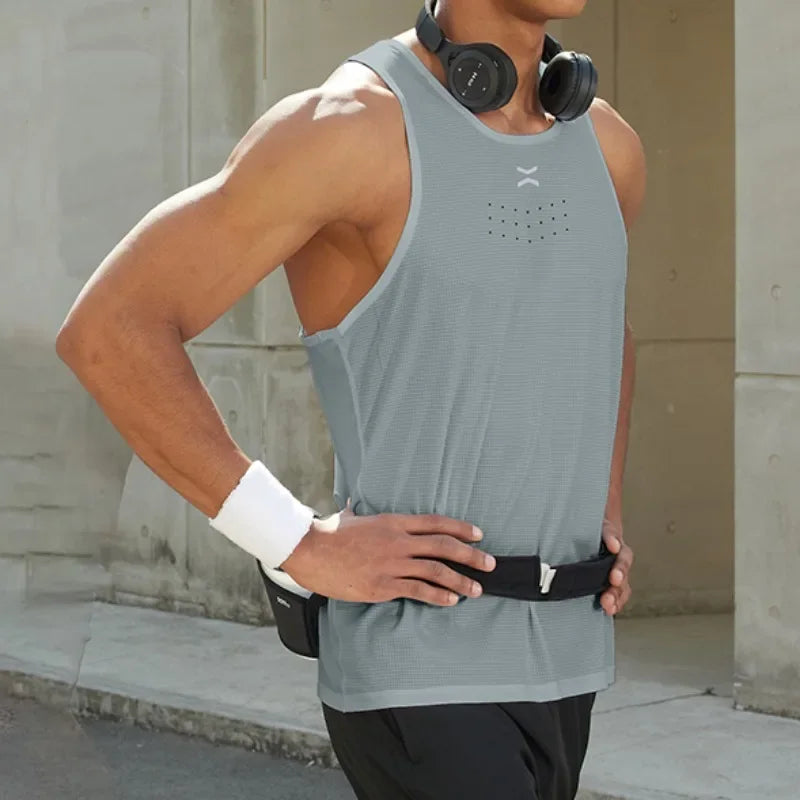 Men Gym Sports Vest Tank Marathon Sleeveless Shirt Running Tops Outdoor Workout Clothing Jogging Sweatshirt Training Sportswear