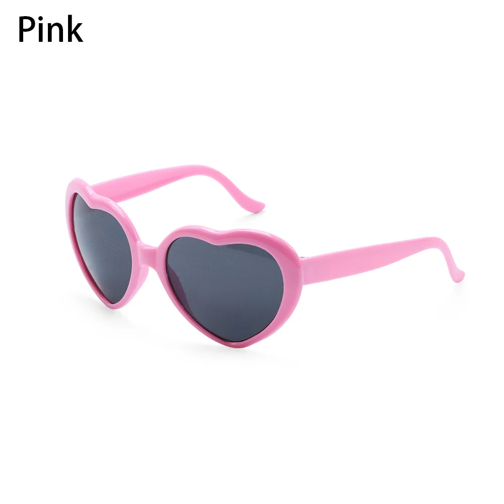 NEW Love Heart Shaped Effect Glasses Watch The Lights Change Love Image Heart Diffraction Glasses At Night Sunglasses For Women
