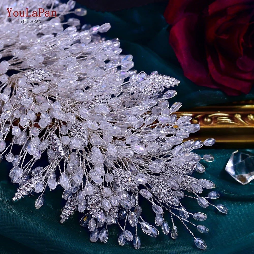 YouLaPan Handmade Crystal Bridal Hair Crown High Quality Bridal Tiara Headdress Wedding Hair Accessories  Woman Headband HP397