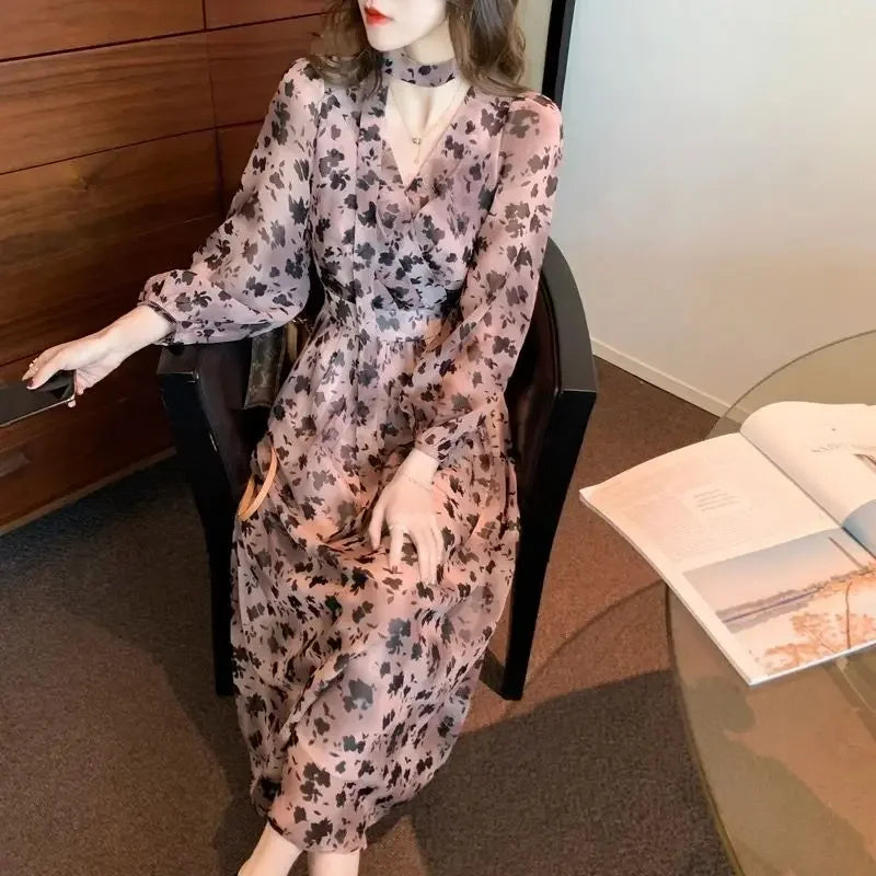 Women's Dress Chiffon Female Dresses Beach Flower Loose Silk Floral Satin 2024 Fashion Summer Curvy Clothes Harajuku Outfits Hot