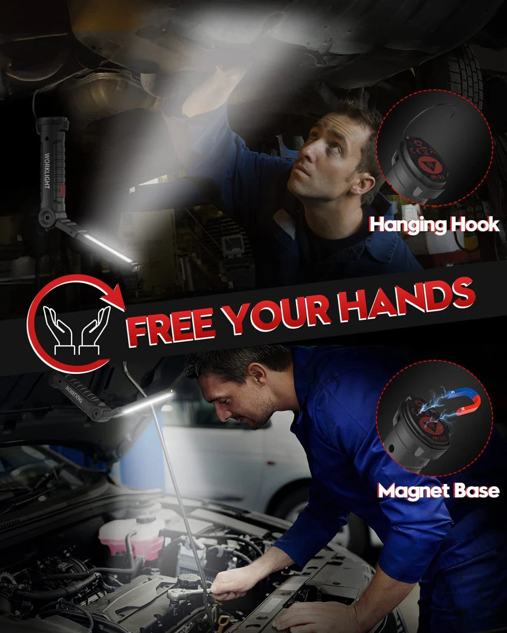 COB LED Taschenlampe Arbeitslicht USB wiederaufladbar PortableMagnetic Lanterna Hängelampe mit eingebauter Batterie Camping Taschenlampe 