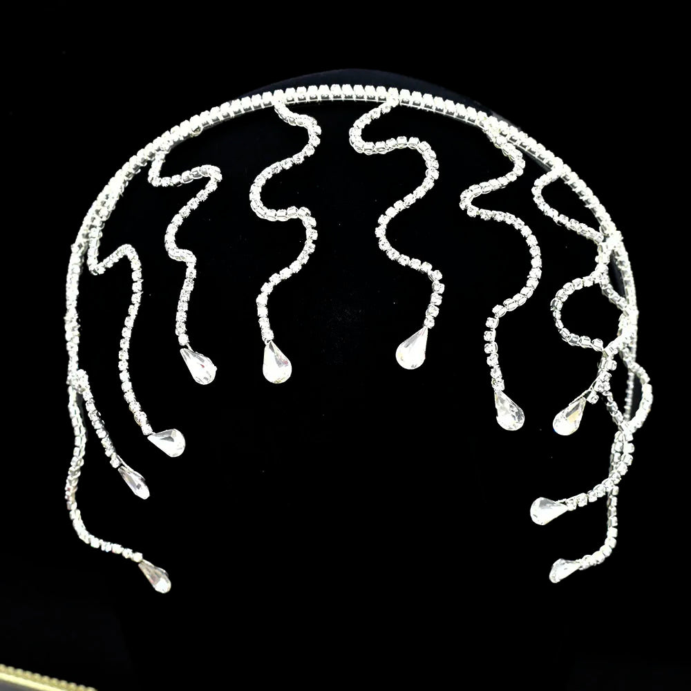 A453 Sparkly Rhinestone Bridal Tiara Hair Accessories Wedding Headbands Crystal Hair Ornament Women Crown Crystal Headwear