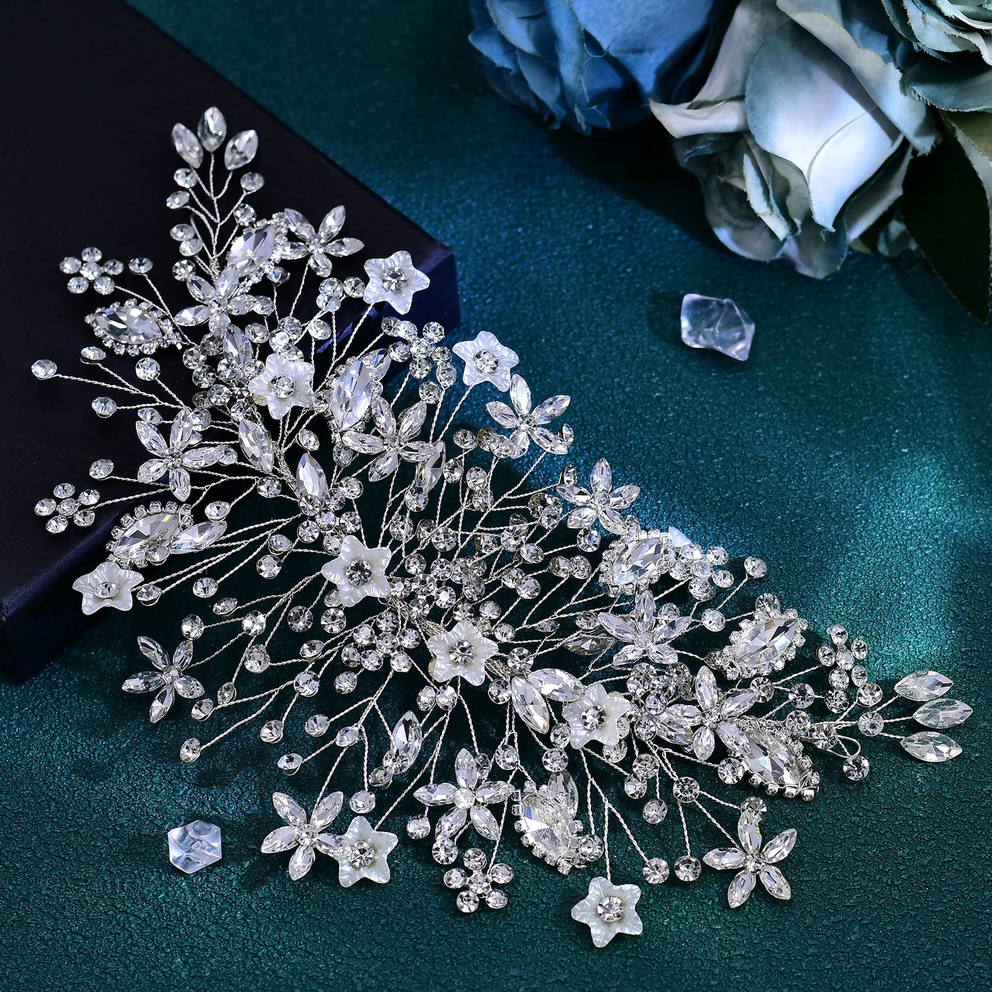 Bridal Shiny Rhinestone Flower Wedding Headwear Silver Color Elegant Bride Hairpiece Fashion Women Hair Accessories HP677