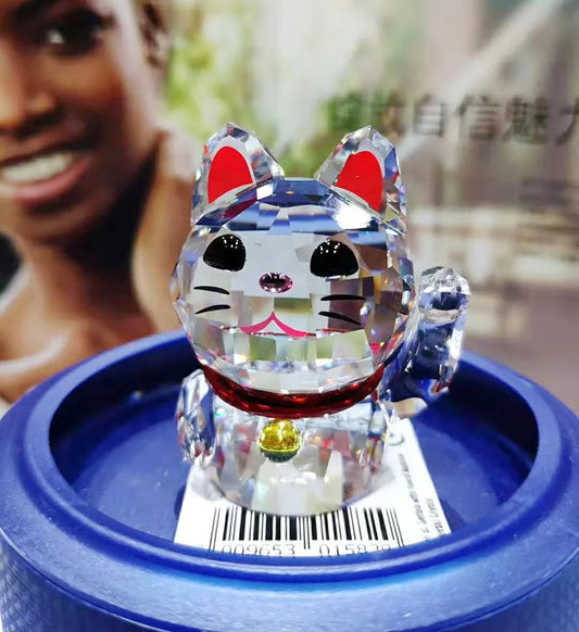 Crystal Lucky Cat Figurines Ornament Fortune  Cat Paperweight Collection Craft  Favorite Christmas Gift Home Decoration