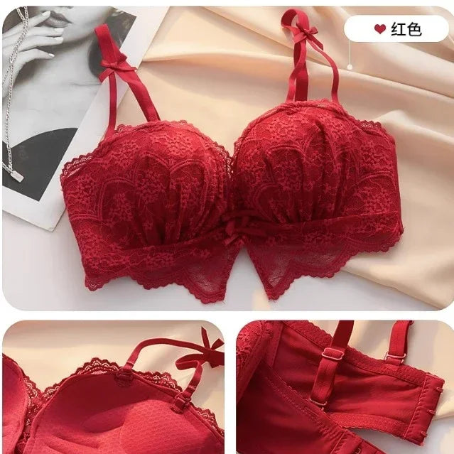 Push-up Gather Lace Bra Double U-shaped Soft Support Structure  Underwear Comfort Simple Bra Pride Bras