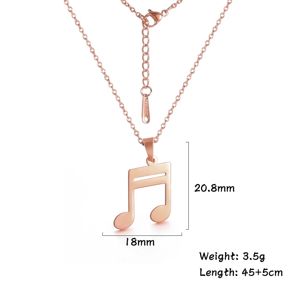 Music Necklace Score Note Treble Chain Musical Symbol G Clef Valentines Day Gift For Woman Men Kid Child Stainless Steel Jewelry