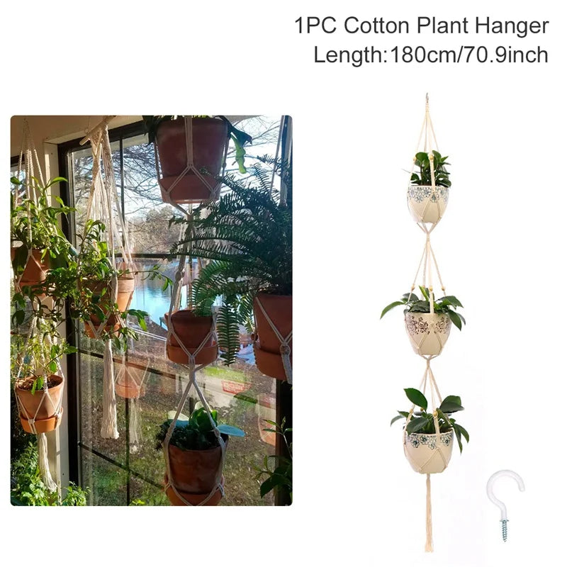 Hanging Plant Handmade Macrame Courtyard Garden Decoration