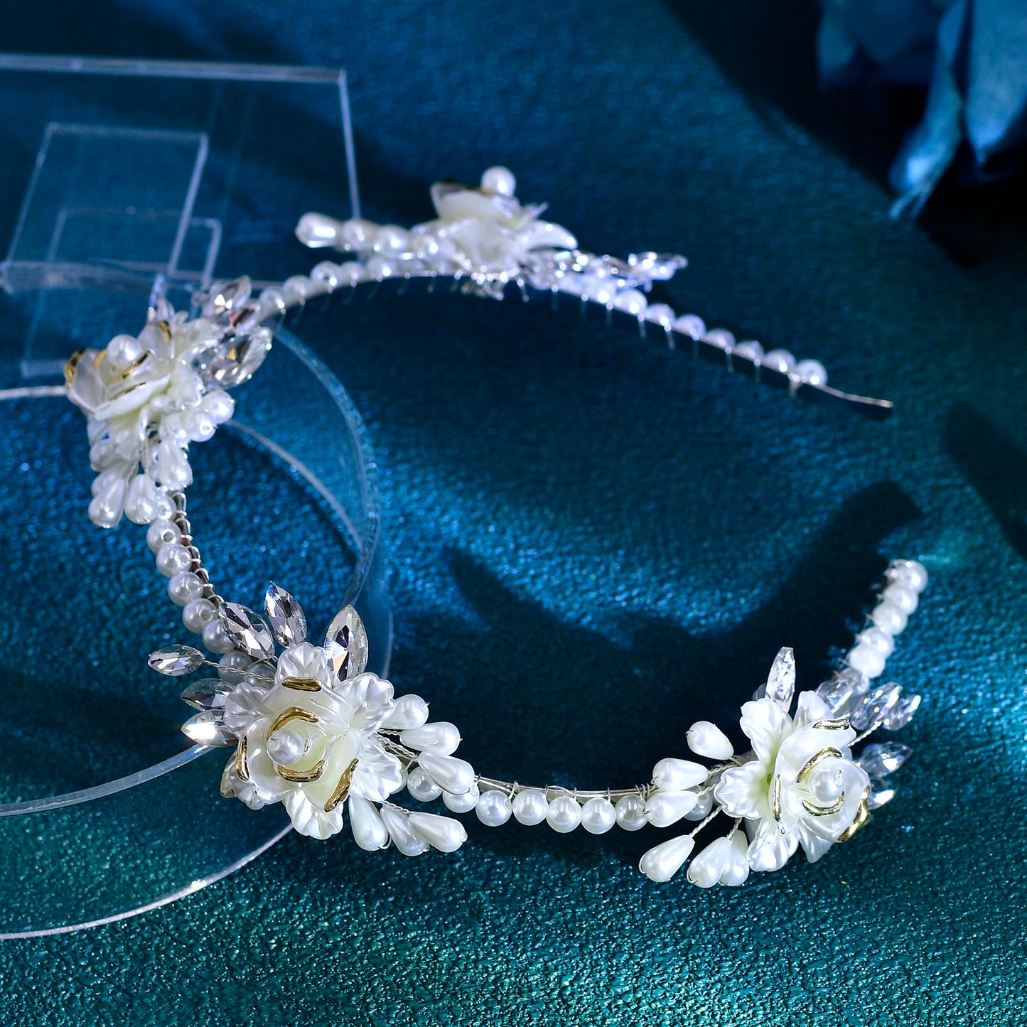 Wedding Bridal Pearl Hair Hoop Bridal Flower Headwear Women Fashion Hair Accessories Handmade Exquisite Headband HP721
