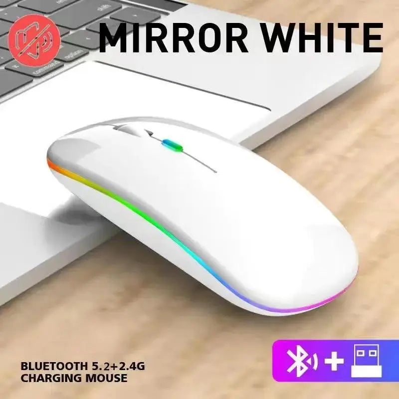 Kabellose Maus, Gaming-Maus mit Hintergrundbeleuchtung, USB-kompatible, wiederaufladbare RGB-Mäuse, geräuschlose, ergonomische Gaming-Maus mit Hintergrundbeleuchtung für Laptop-PC 