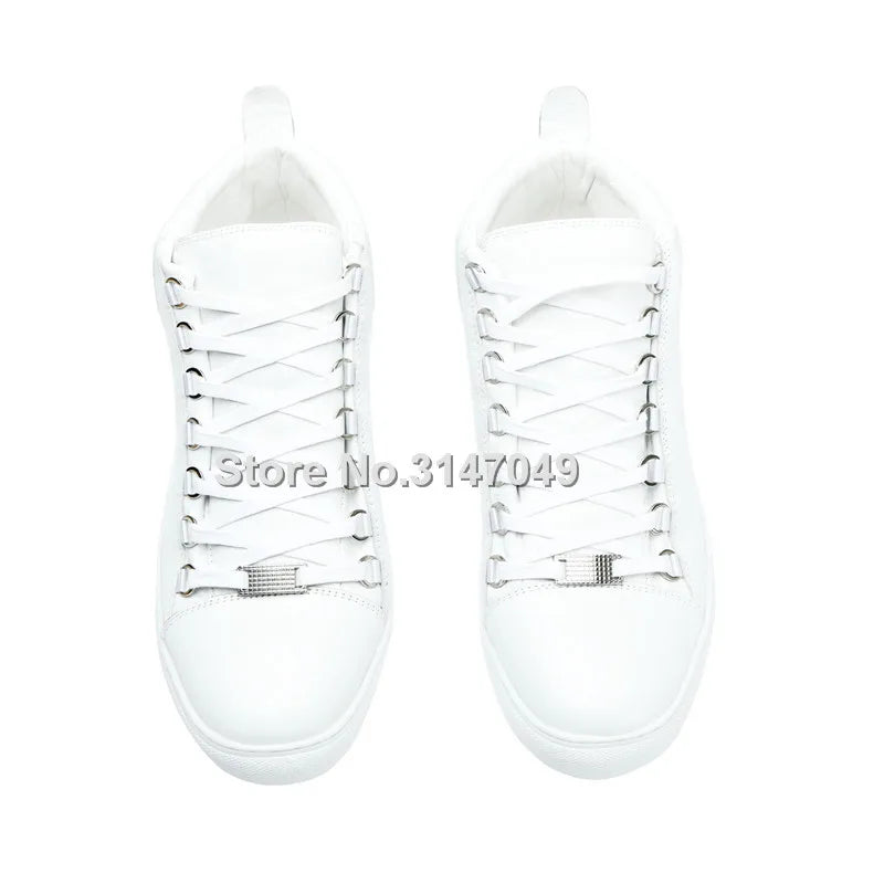 Fashion Men'S Casual Shoes Lace Up Height Increasing Shoes Men White Leather Sneakers Solid Spring Autumn Moccasin Shoes 2019