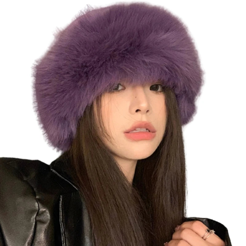 Mode Plüsch Eimer Hut für Frau Shopping Reise Fischer Hut Russische DXAA 