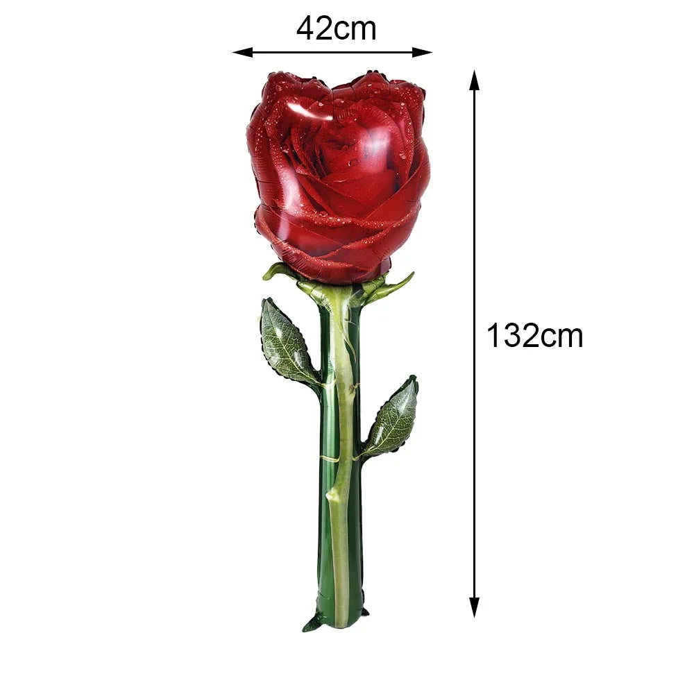 Valentine's Day Balloon Banner Decoration Cartoon Brown Bear Balloon Oversized Rose Balloon Foil Balloon Party Decor Balloon