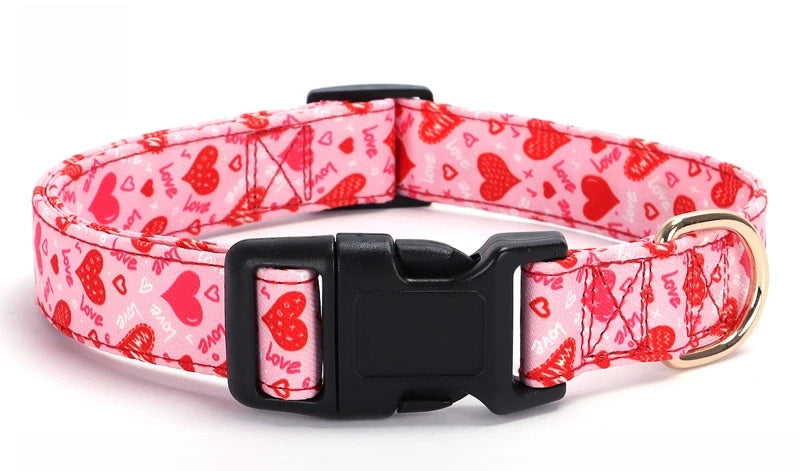 1Pcs Valentine's Day gift Paws Personlized Pink Valentine Dog cat Collar with Bow Heart Pet Collar Flower Dog Collar Large Small Dog