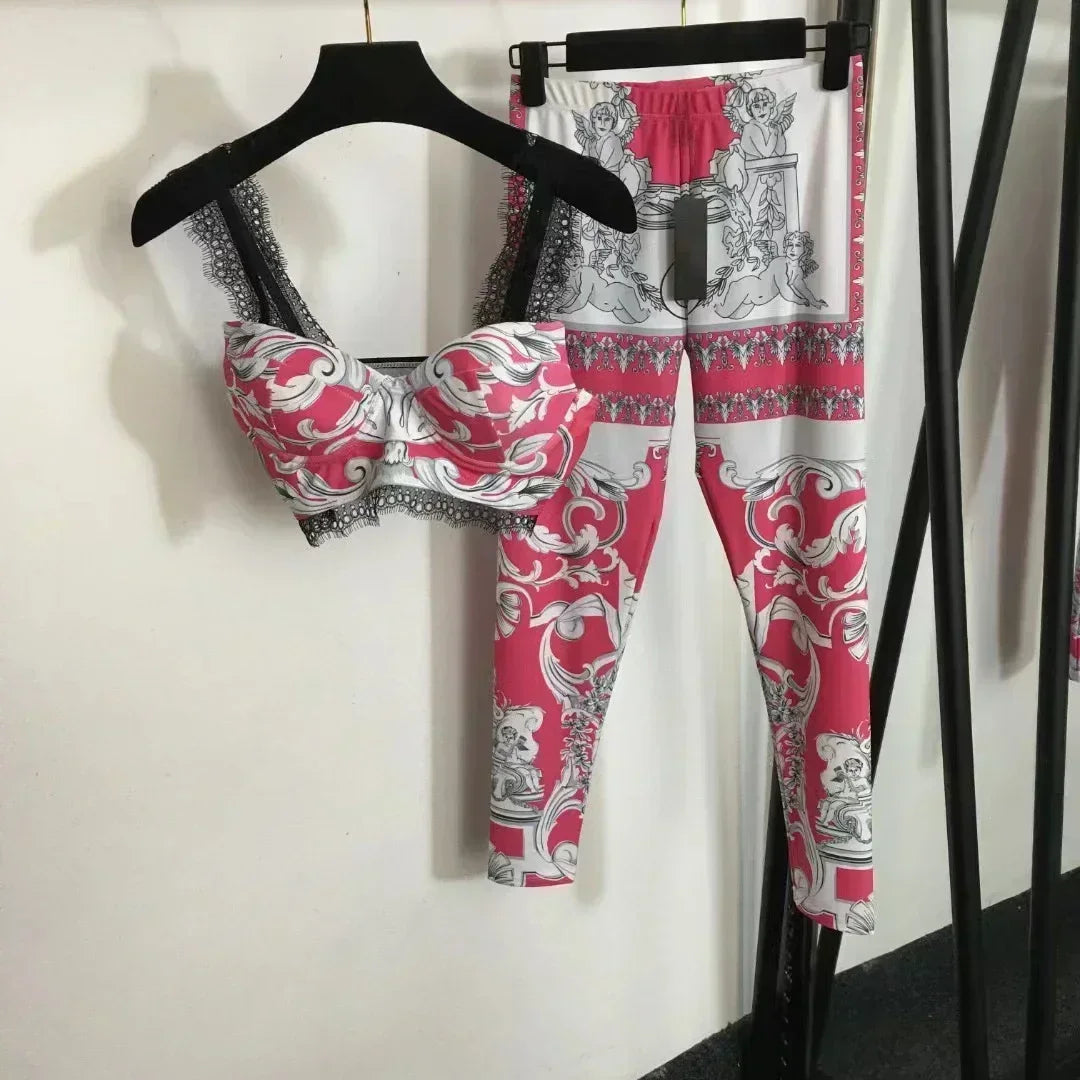 Luxury Design Women's One-piece Swimsuits Coral Flower Print Backless Camisole Swimwear Fashion Brand Women's Bikini Beachwear