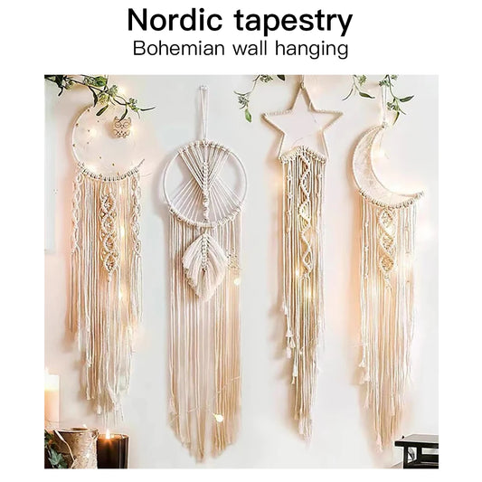 Northern Europe Popular Woven Tapestry Dream Catcher Hand Pendant Home Hanging Star Moon Decorative Hanging Cloth Wholesale