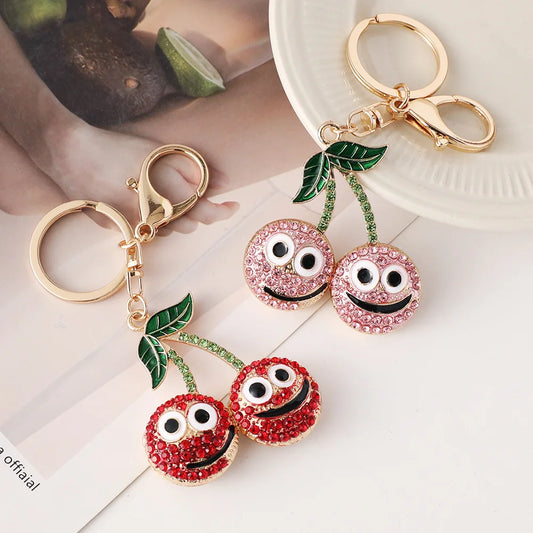 Cute Cherry Pendants Women's Bag Charms Gold Plated Keychains Bag Accessories