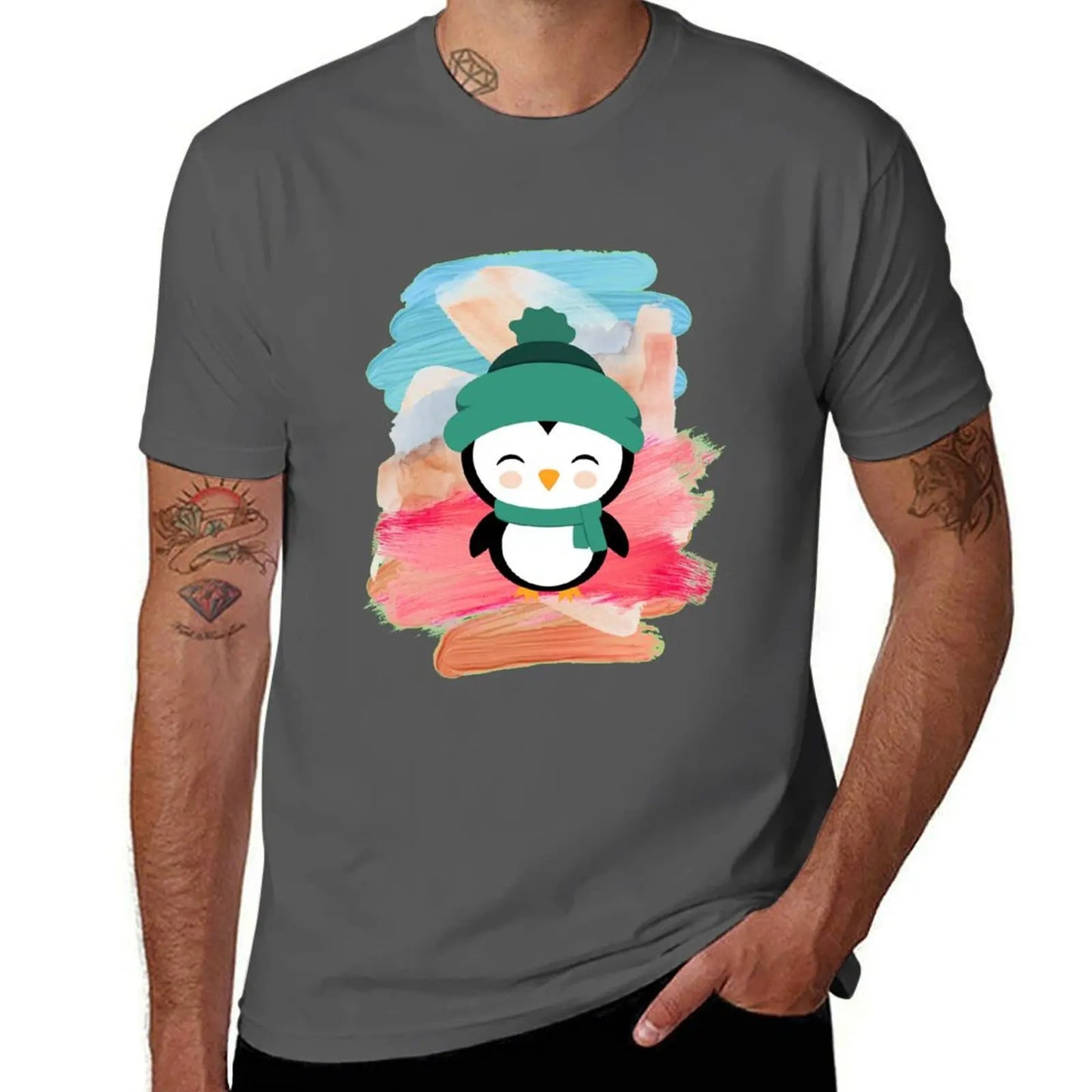 Penguin Club T-Shirt oversized t shirt Aesthetic clothing hippie clothes mens t shirts pack mon