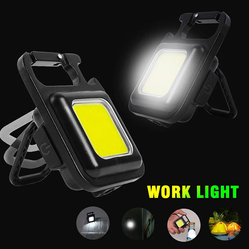 1800LM Mini COB Schlüsselanhänger LED Taschenlampe Ladelampe Campingleuchten mit Magnet 4 Beleuchtungsmodi für Camping Home Flaschenöffner 