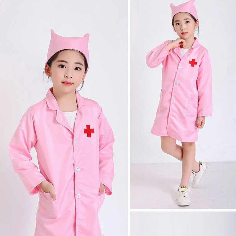 Kinder Cosplay Kleidung Jungen Mädchen Arzt Krankenschwester Uniformen Ausgefallene Kleinkind Weihnachten Weihnachten Rollenspiel Kostüme Party Wear Arztkittel
