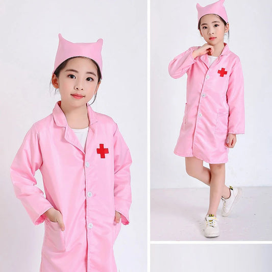 Kinder Cosplay Kleidung Jungen Mädchen Arzt Krankenschwester Uniformen Ausgefallene Kleinkind Weihnachten Weihnachten Rollenspiel Kostüme Party Wear Arztkittel