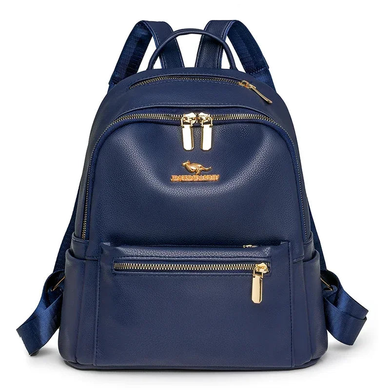 Fashion Zipper Pu Solid Causal Large Capacity Youth Backpacks 2025 Hot Sale Sewing Thread Versatile Classic Schoolbags for Women