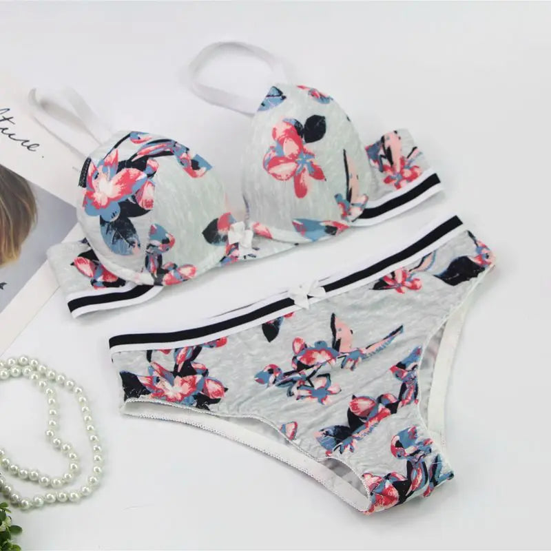 DaiNaFang 2 Pieces BCDE Cup Bras Set  Push Up Underwear Sets Womens Embroidery Bralette Underwire Breathable Lady Lingerie