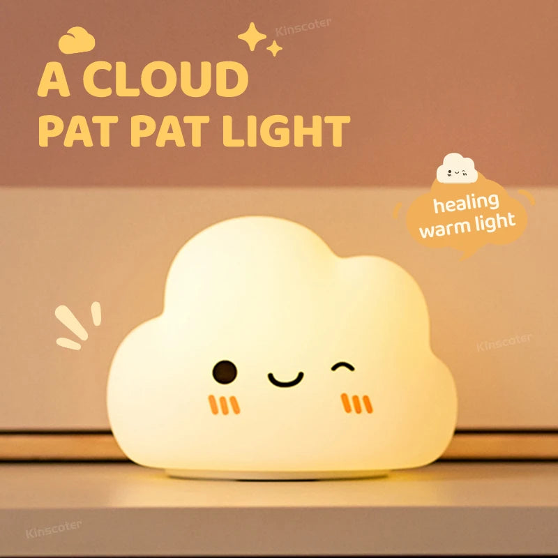 New Cloud Silicone Night Lighting USB Rechargeable Dimming Sleep Night Lamp LED For Children's Room Cartoon Decor Birthday Gift