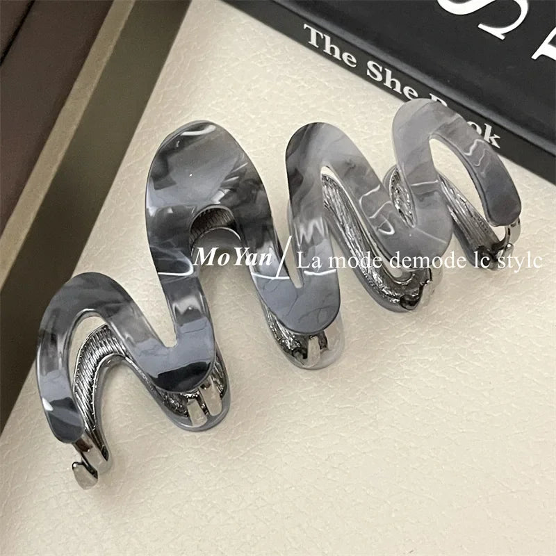 Han Acetate Metal Wave Grip Female Back Head Updo Shark Clip Large Hair Clip High-Grade Sense Hair Clip Headdress