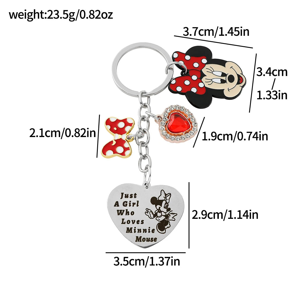 Disney Minnie Mouse Keychain Cartoon Animation Figure Minnie Keyrings Fashion Jewelry Creative Accessory Girls Birthday Gift