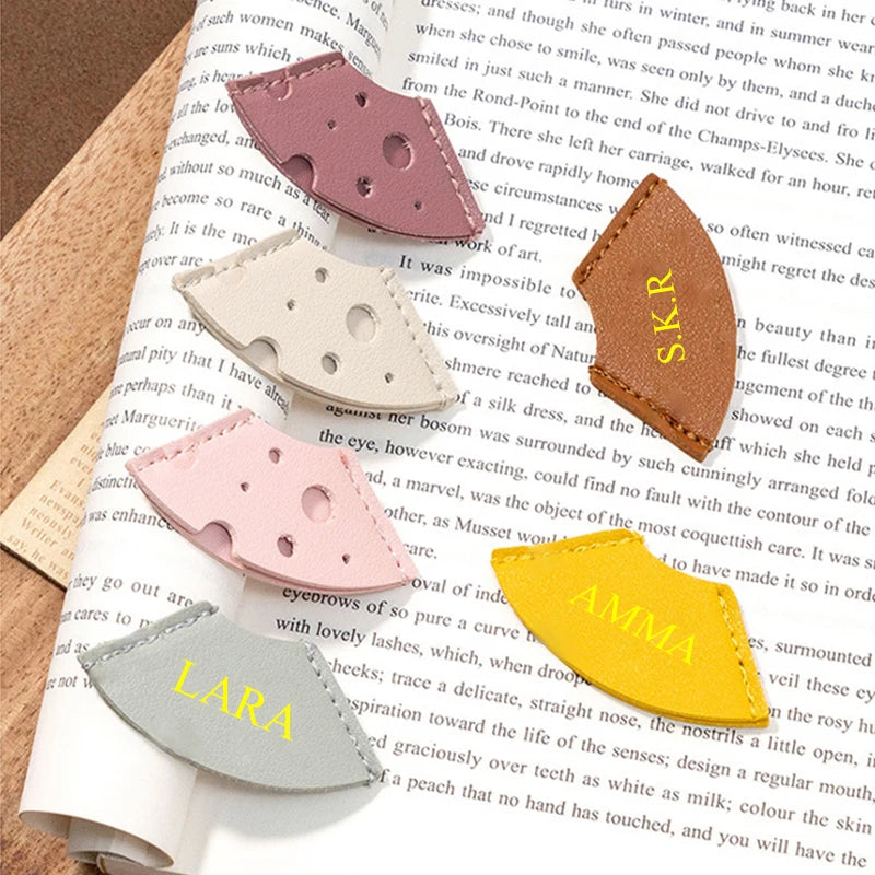 Custom Name Cute Bookmark Cheese Mini Lovely Personalized Gift Student Children Book Page Mark Engrave Letters Paper Marking