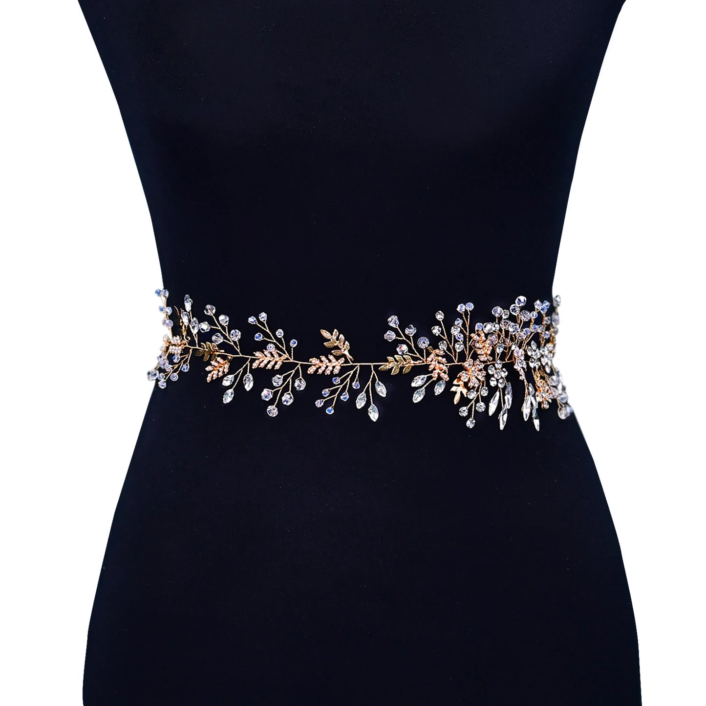 Wedding Accessories Golden Rhinestones Bridal Belts Female Belt Sash Ribbons Wedding Flower Bride's Dresses Bridesmaids SH235