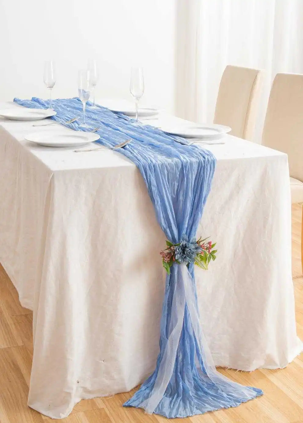 Eightree 2025 Knit Cloth Table Runner Wedding Birthday Party Banquet Decoration Gauze Fabric Voile Table Cloth Twist Table Cover