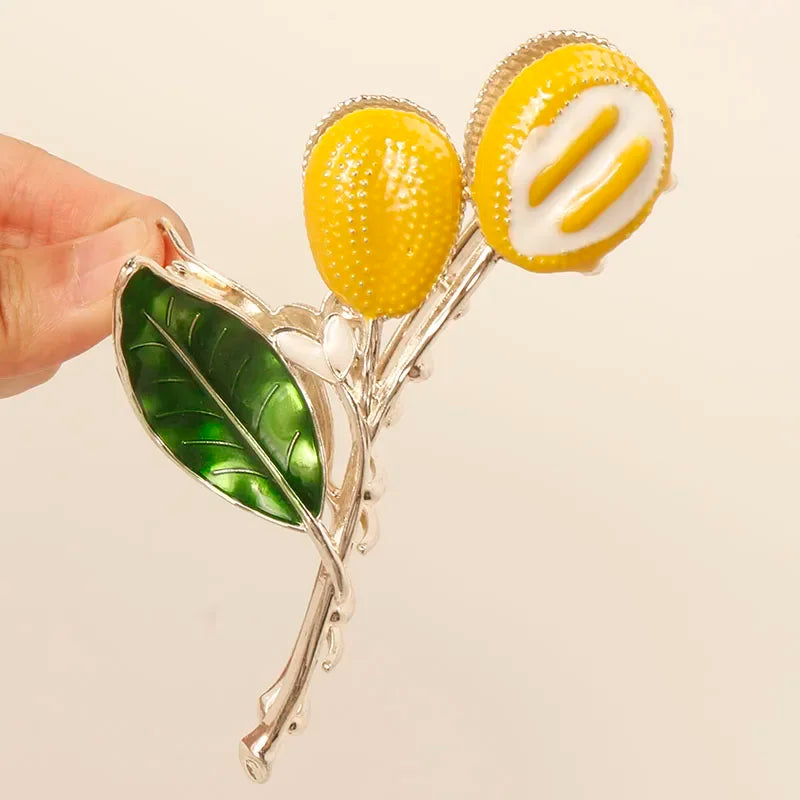 fresh Durian Metal Hair Clip Hair claws fruit oil drop flower Personality Fruit Funny Hair Claw Hairpin for Women Girls Headwear