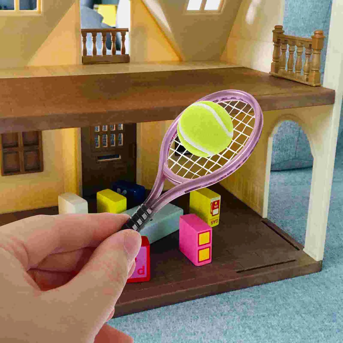Badminton Tennis Racket Toddler Toys for Boys Accessories Ornamental Mini Cabinet Pink Balls