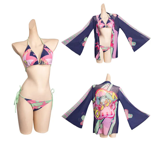 Edgerunners Rebecca Cosplay Costume Swimsuit Cloak Outfits Halloween Carnival Party Suit For Women Girls