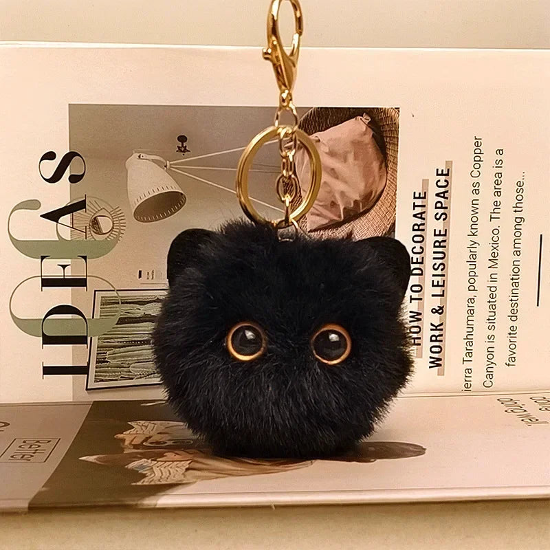 2024 New Plush Cat Keychain Kawaii Kitten Cartoon Keyring Ladies Girls Bag Pendant Keychain School Bag Charm Gift