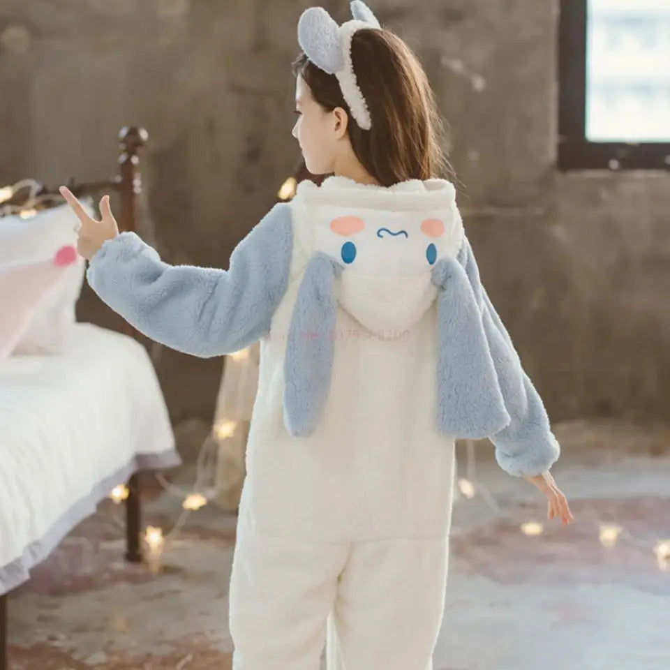 Sanrioed Plüsch Anime Cinnamoroll Winter Flanell Kinder Strampler Mädchen Jungen Kleinkind Overall Säuglingskleidung Pyjamas Kid Overalls Geschenk 