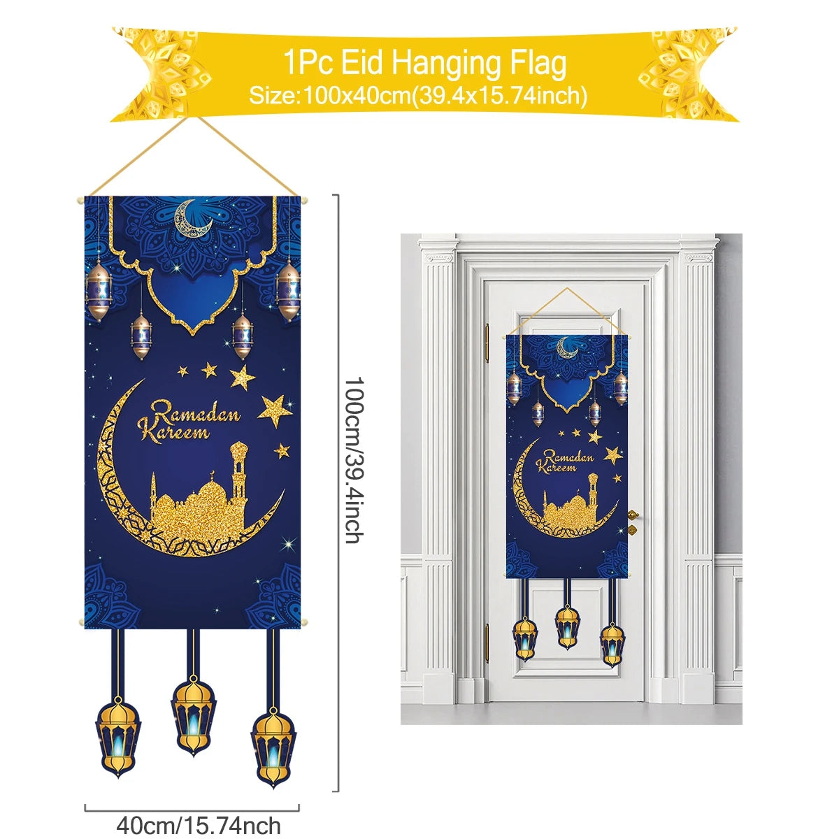 Ramadan Hanging Flag Ramadan Kareem Decoration For Home 2025 Aid EID Mubarak Muslim Islamic Festival Eid Al-fitr Party Supplies