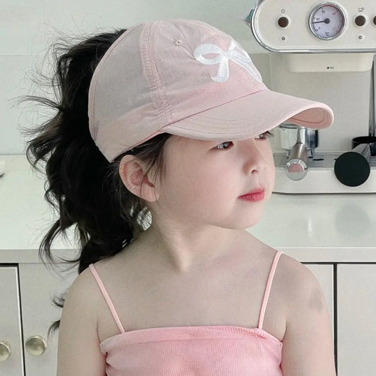Korean Style Half Empty Top Hat Shading Hat Anti-UV Sun Hat Summer Kid Sunhat No Top Beach Hat Bow Children's Visor Hat Kid
