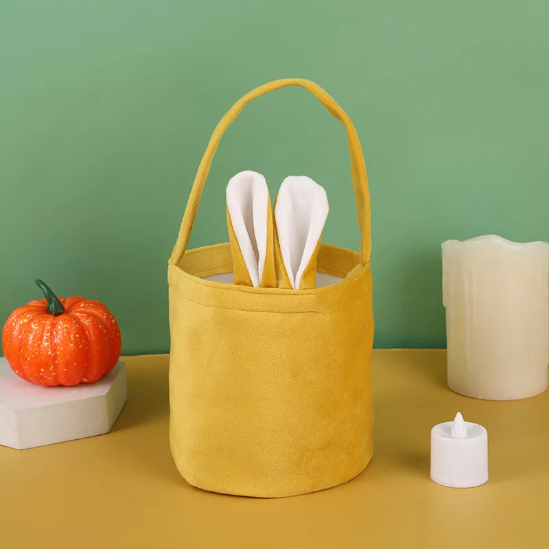 1pc Easter Egg Basket Cartoon Rabbit Ears Handbag Non-woven Fabric Candy Gift Packaging Bag For Easter Party Decoration Supplies