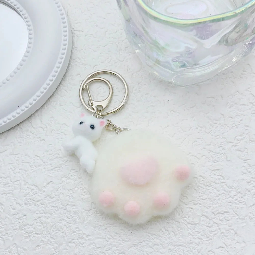 Kawaii Flocking Cat Pendant Phone Lanyard Cute Mobile Phone Charm Backpack Headphone Case Decoration for Girls Jewelry Gifts