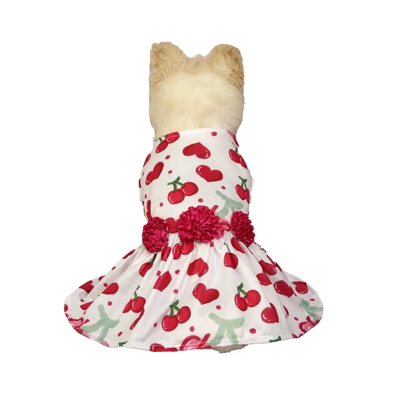 Pet Dog Clothes Valentines Day Dress for Dogs Clothing Cat Small Heart Print Spring Fashion Girl Chihuahua Pet Products 2024